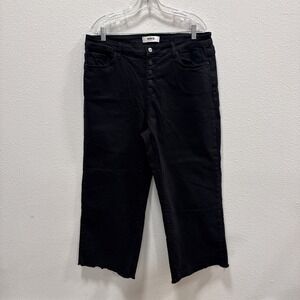 Mica Los Angeles Womens sz 16 Jeans Black Denim Wide Leg Crop Mid Rise